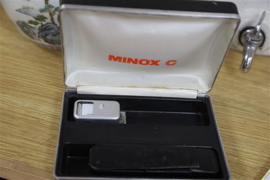 Two Minox miniature cameras and various Minox equipment